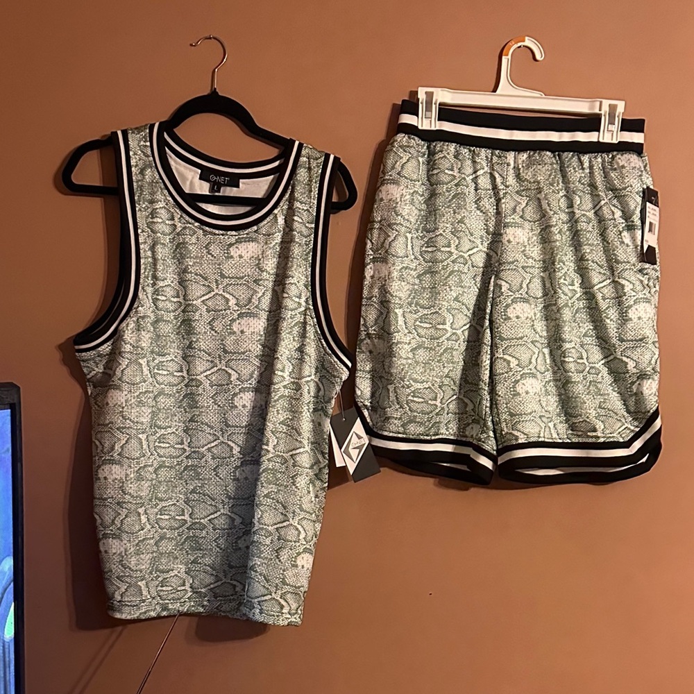 Men's Athletic Snake Print Shorts - Black and Gray